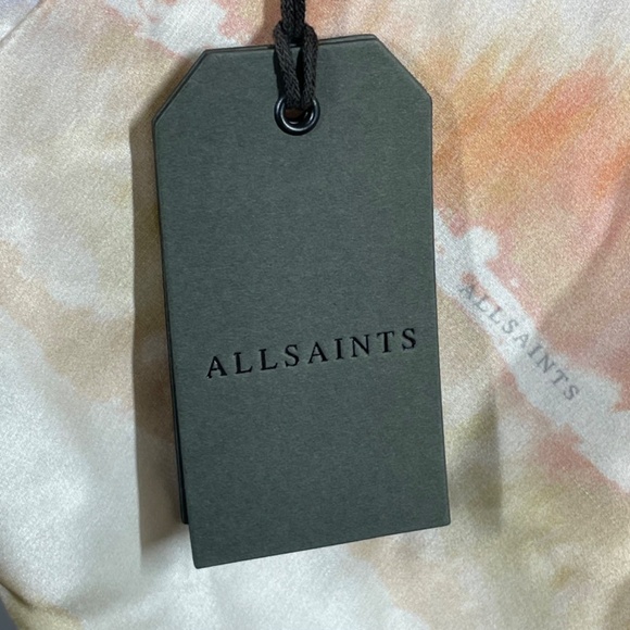 NEW All Saints Dress Womens 8 pink cream satin melody marea slip midi designer - Picture 5 of 13